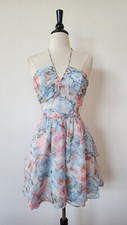 New Dress Size Large XL Blue Floral Chiffon Coquette Wedding