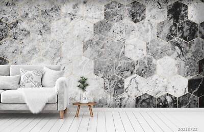 3D Hexagon Texture Marble Wallpaper Wall Murals Removable Wallpaper