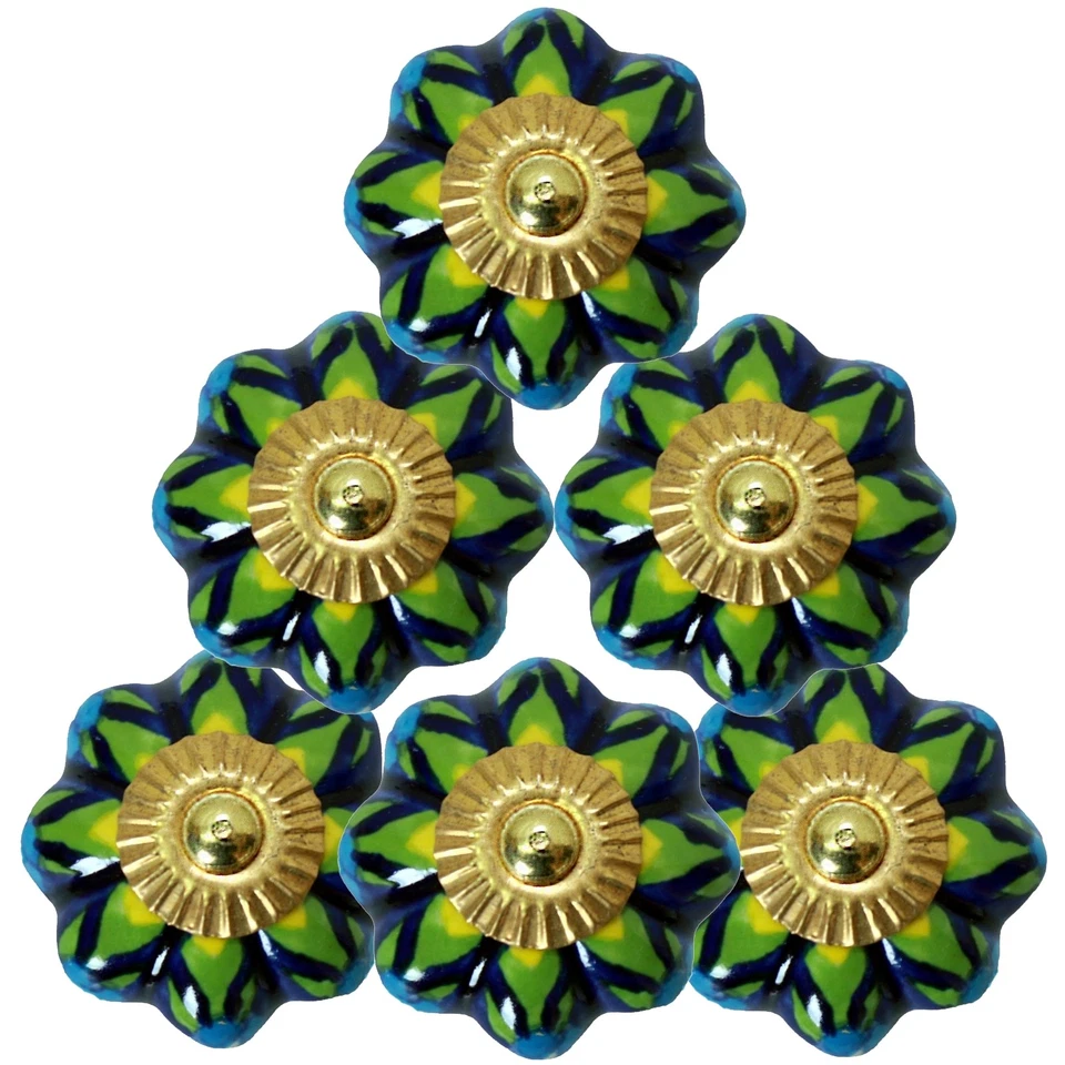 Möbelknöpfe Set 6 STK   Möbelgriffe Keramik Knöpfe Griffe Möbelknopf Bunt   92 - Bild 2 von 4