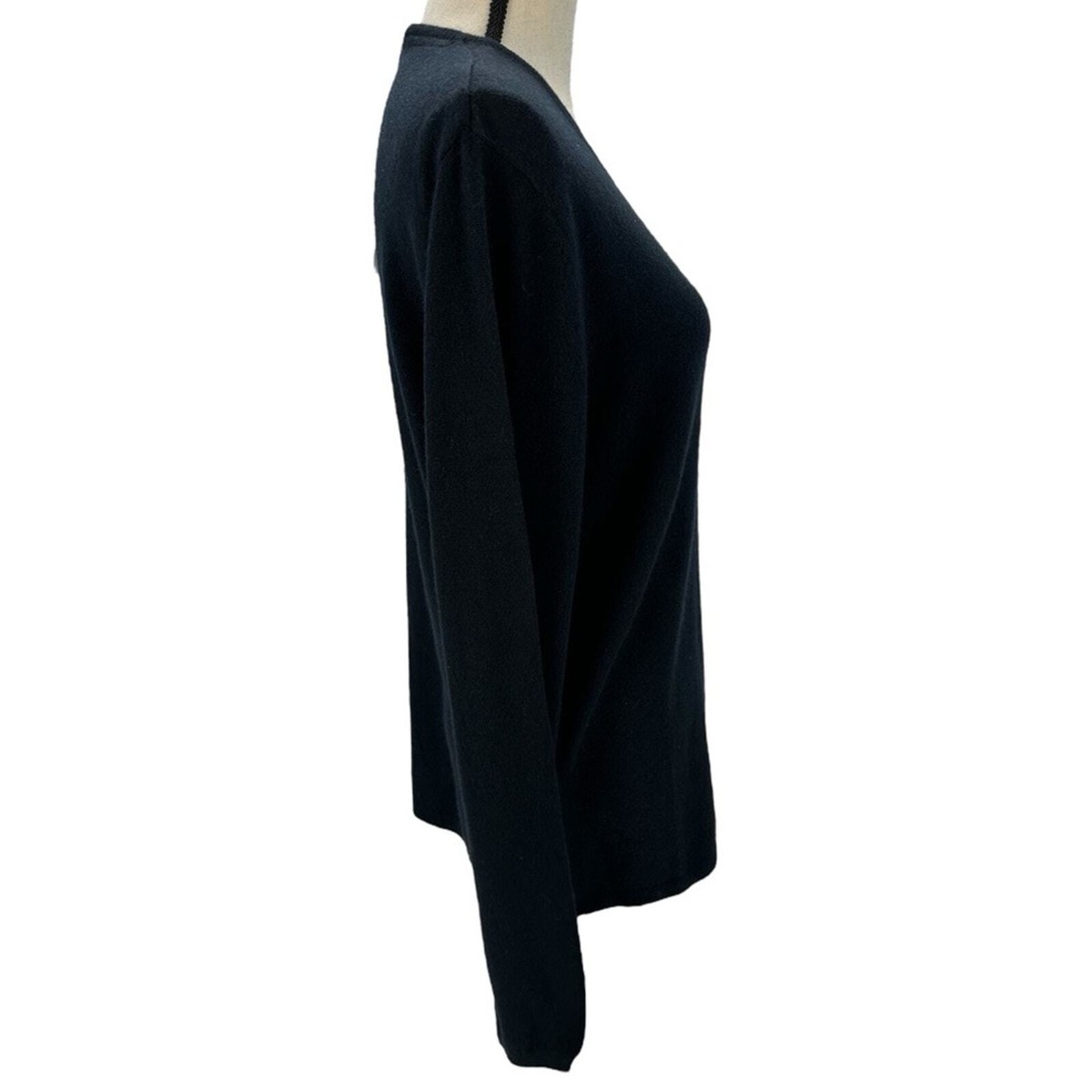 Bench Long Sleeve V-Neck Wool Cashmere Blend Sweater - Black