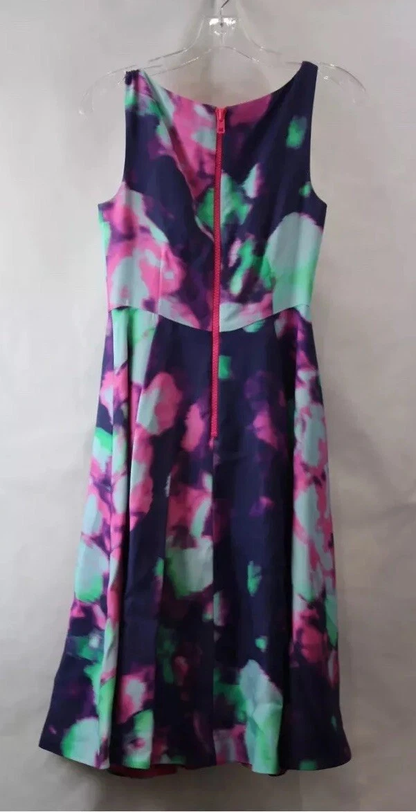 Abito donna Kate Spade multicolore fantasia davanti pieghe scollo a scoop taglia 00