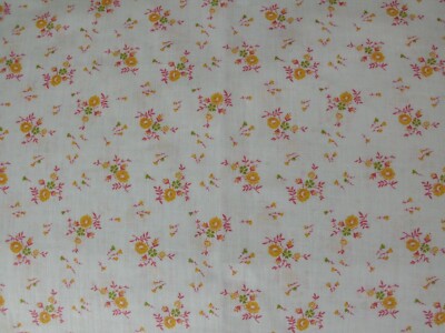 Coupon De Tissu Vintage Fleuri Rose - Ancien, Motif Petites Fleurs, Dimensions 71x75 Cm, Coton Fin