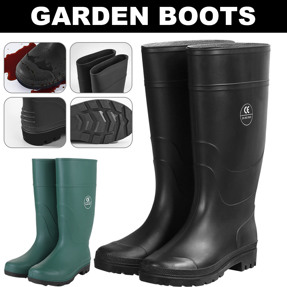 Updated Wellies Wellingtons Mens Women High Calf Rain Muck Boots Shoes Size  8-11