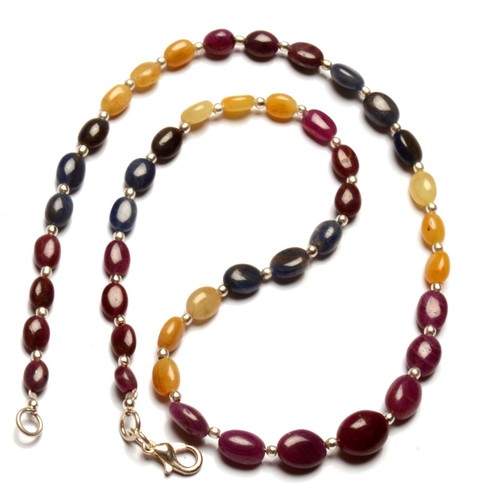 Collar de cuentas pepita de 18" de piedras preciosas de zafiro de colores naturales de 6 a 10 mm - Imagen 4 de 8