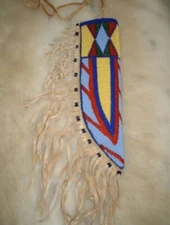Sioux Tribe Native American Indian Beaded Knife Sheath Suede Leather Cover