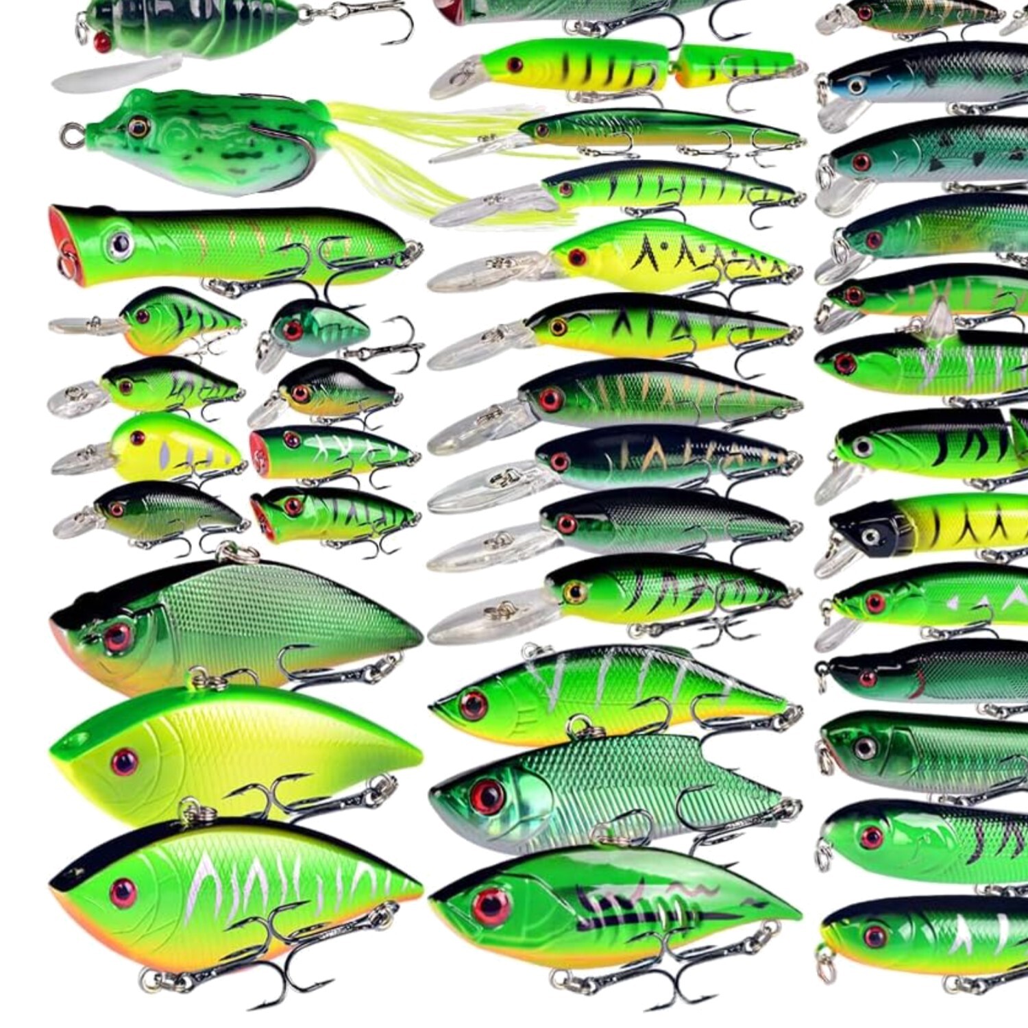 50-Piece Fishing Lure Kit for Bass Trout Pike - Versatile & Effective