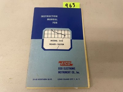 EICO Model 540 Readi Tester Instruction Manual Electronic Instrument NY Book