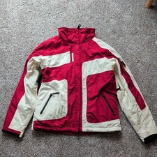 Orage Womens Ski Snowboard Winter Jacket Size 6 Red Ivory Hooded Insulated