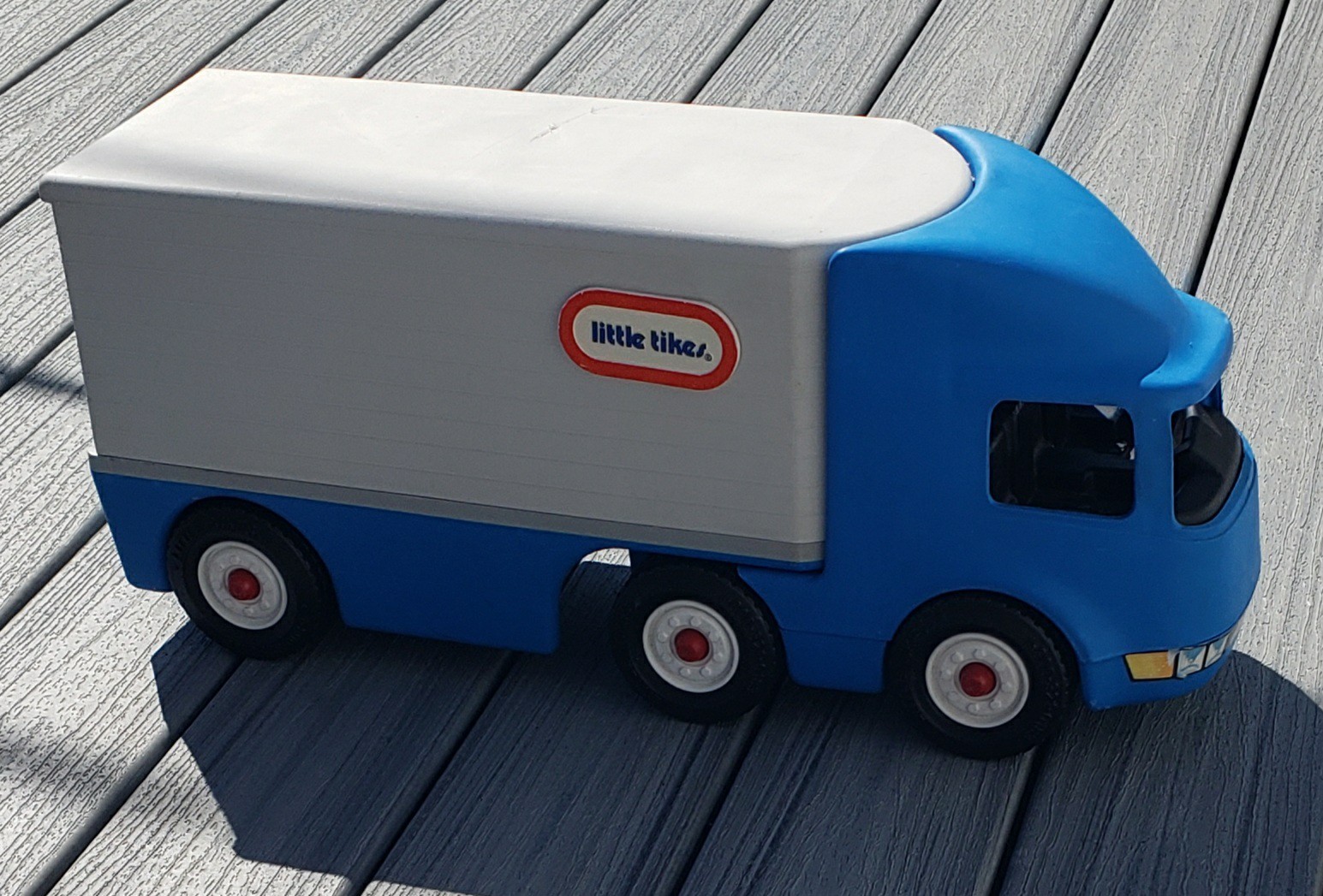 Vtg Little Tikes 23" Semi Truck Ride On Blue Gray Tractor Trailer Big Rig *READ*
