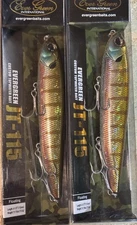 2 Evergreen International Lures JT-115 Topwater Walking Baits (Baby Gill)