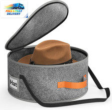 Cowboy Hat Box for Travel and Storage, Collapsible Cap Organizer Case with Handl