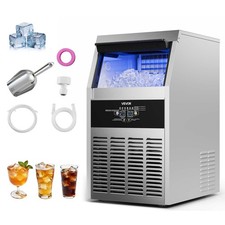VEVOR Commercial Ice Maker 130 lbs/24h Ice Machine 30 lbs Storage Bar Restaurant