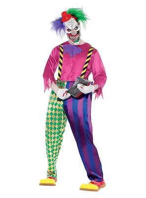 Kunterbunter Killerclown Kostüm - für Halloween - Fröhlich farbenfroh, aber