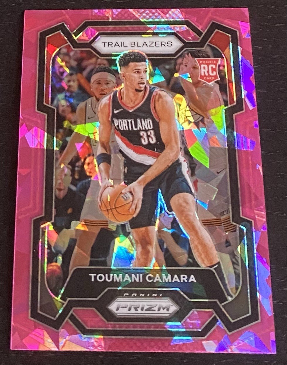 Toumani Camara 2023-24 Panini Prizm #164 Prizms Pink Ice RC Trail Blazers