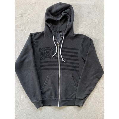 Oscar Mike Mens Small Zip Hoodie Gray American Flag Graphic Made in USA