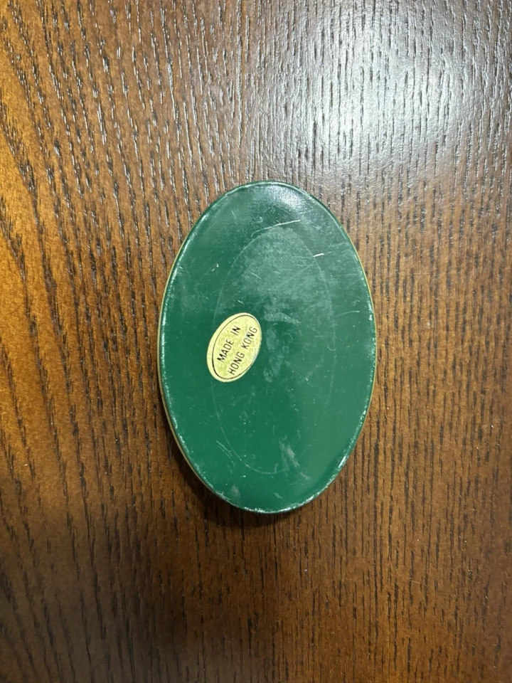 Coca-Cola Vintage Travel Tin Sewing Kit Yellow Oval Box with Graphic Print - Image 3 of 3