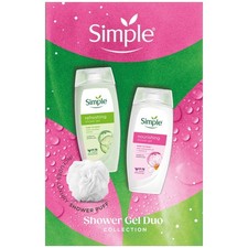 Simple Shower Gel Duo Gift Set Including A Luxury Shower Puff Ideal Xmas Gift