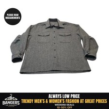 NEW Woolrich Heavy Wool Flannel Shirt Jacket Shacket Men's Large Snap Up Gray