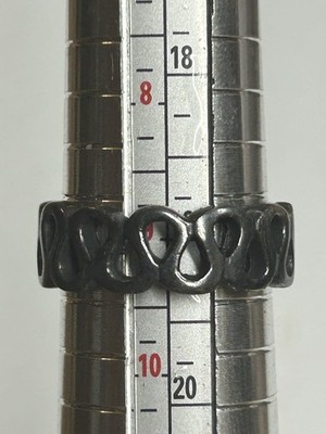 .925 Sterling Silber Biker Wave Flame Ring, Größe 9,5, Vintage 
