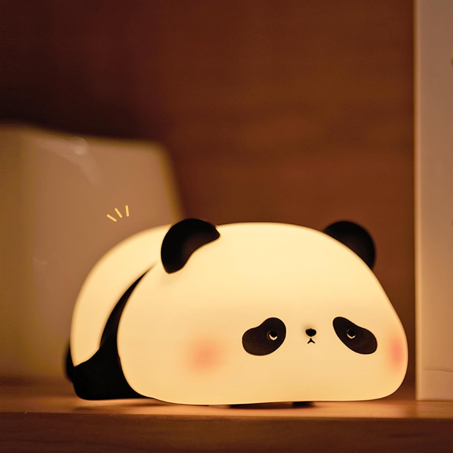 Panda Night Light for Kids, Rechargeable Cute Animal Squishy Silicone Touch Lamp