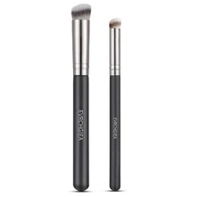 Angled Flat Concealer Brush Set 2pcs Dense Under Eye Nose Contour Brush for L...