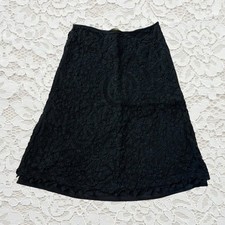 vintage black crochet midi skirt