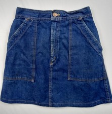 Vintage 70's 80's Denim Mini Skirt Button Zip Front Size 9 Fits 24x16.5 Pockets