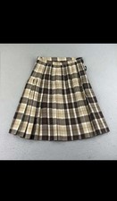 VTG James Pringle Weavers Kilt Mens 16 Brown Plaid Wool Pleated Adjustable Waist