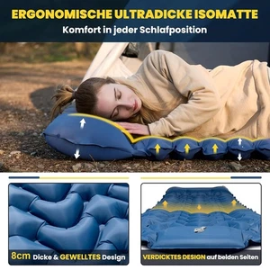 Blue Inflatable Camping Mat 193 x 68 x 8 cm