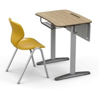 Moderne Schulbank Mit Holzoptik-Tisch Und Ergonomischem SchüLerstuhl