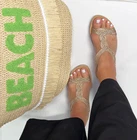 Women’s Braided Sparkle Sandals Cushioned Sole Holiday Summer Beach Casual Flats