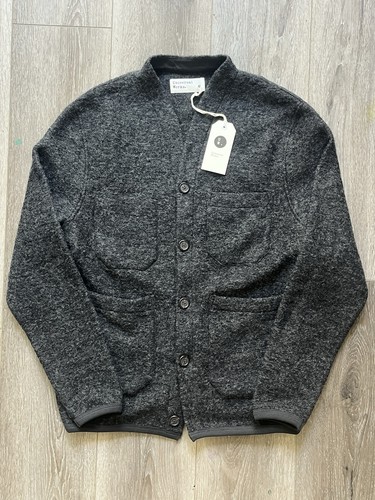 Universal Works Cardigan Wool Fleece Mens Size Small Charcoal Gray