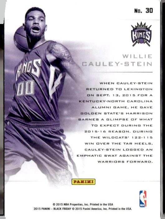 2015 Panini Black Friday #30 Willie Cauley-Stein #/599 - Image 2 of 2