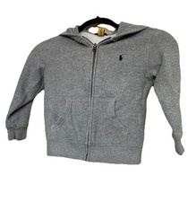 Polo Ralph Lauren Youth Size 5 Full Zip Hoodie Gray - Pony Logo