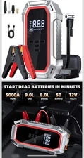 Jump Starter with Air Compressor, 5000A Peak Car Battery Jump Starter(9.0 Gas/8.