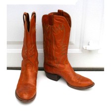 Vintage The Sanders Boot Makers Cowboy Boots Tan Leather Western Men's Sz 10