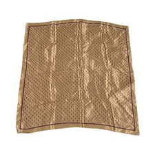 VTG Square Scarf  M  Gold Red Border Monogram Initials Preppy Silky 21x20.75