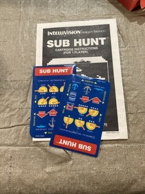 Mattel Intellivision Sub Hunt Video Game - Complete w/ Overlays Tested Working