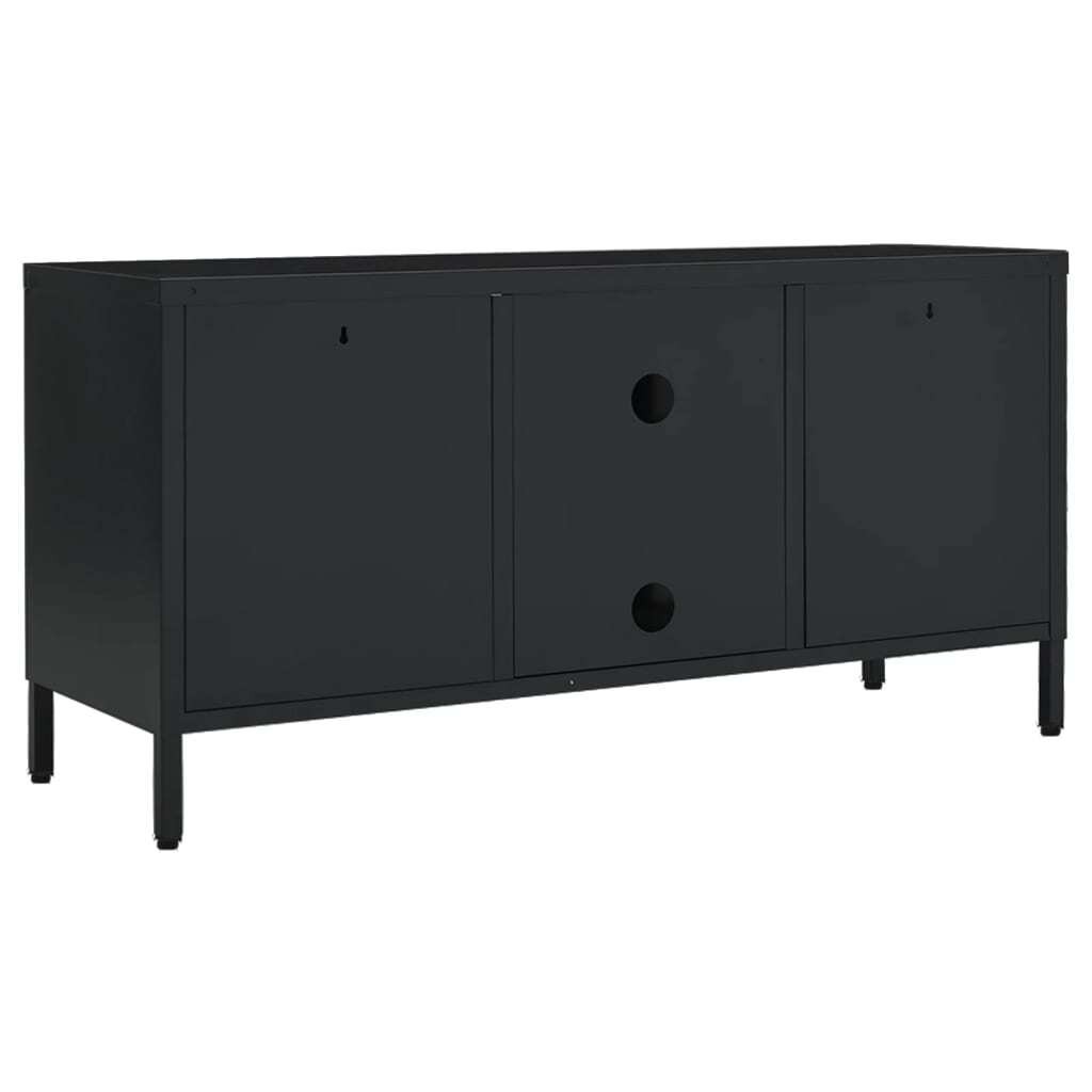 TV Cabinet Black Black powder-coated steel Medium Adjustable Feet