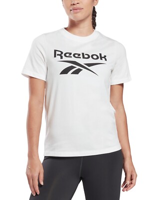 Reebok Women's Plus Size 2X White Logo Crewneck T-Shirt NWT