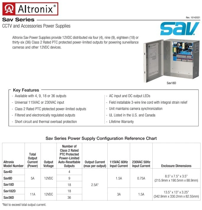 ALTRONIX SAV182D 12VDC @ 11A PTC Outputs 18 Output CCTV Power Supply - Image 2 of 2