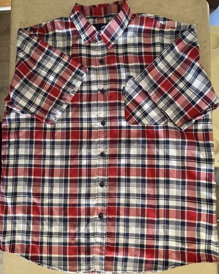 Rocawear Men's 2XB Plaid Short Sleeve Button Up Shirt Red/White/Blue Big/Tall