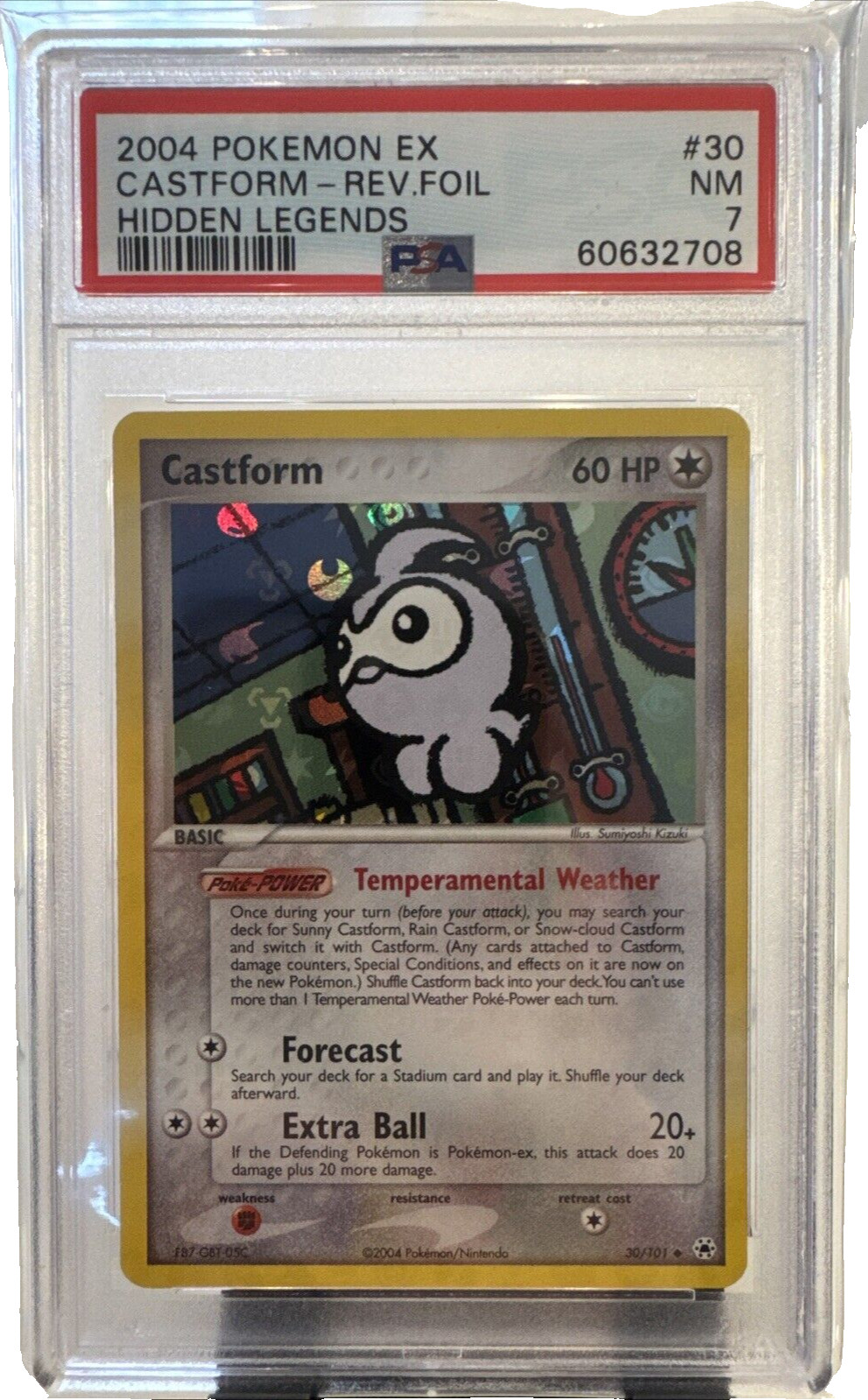 2004 Pokemon Hidden Legends Castform Reverse Holo 30/101 PSA 7 NM