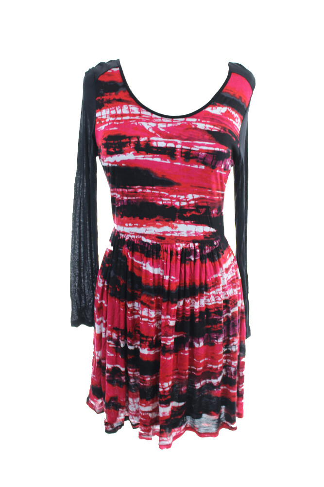 Комбинированное трикотажное платье Kensie Red Combo с длинным рукавом в полоску от Vertebrae S