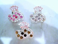 small mini silver metal pink, amber brown or clear crystal hair claw clip