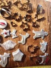 Huge lot of metal cookie cutters and mini tart tartlet molds animals holiday etc