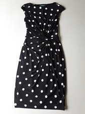 Lauren Ralph Lauren Polka Dot Dress Womens 6 Sleeveless Twisted Waist Pullover