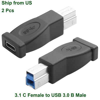 2x USB Type C Female to USB B 3.0 Male Adapter 5Gbps Hard Driver Printer Scanner