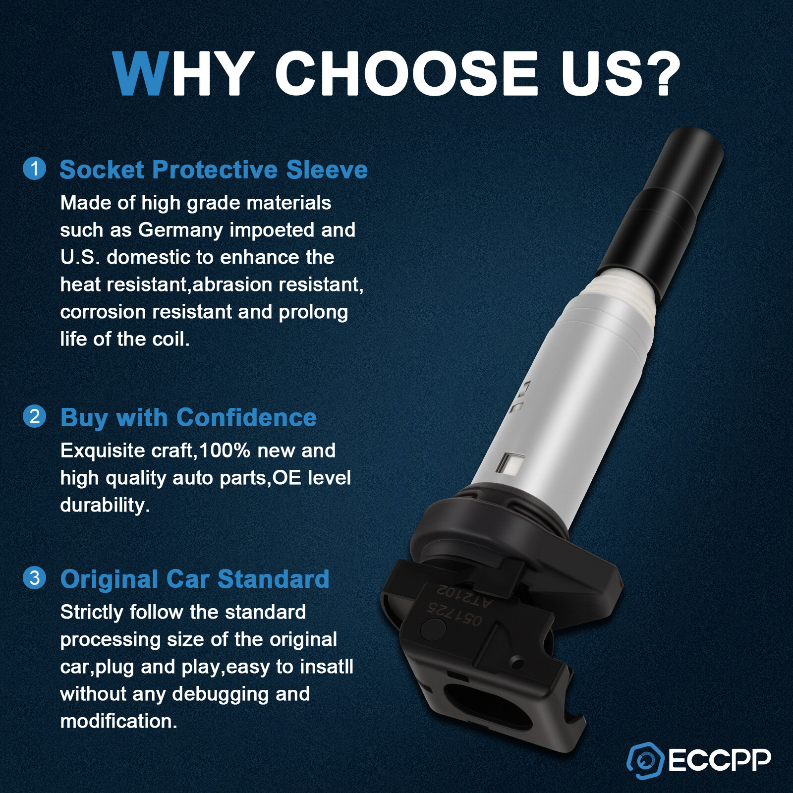 ECCPP 6 Ignition Coils For 07-13 BMW 328i 07-10 BMW 335i 08-13 BMW 128i L6 3.0L