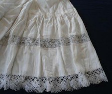 Early Vintage Long Silky Crepe Skirt Slip Handmade Bobbin Lace Trim